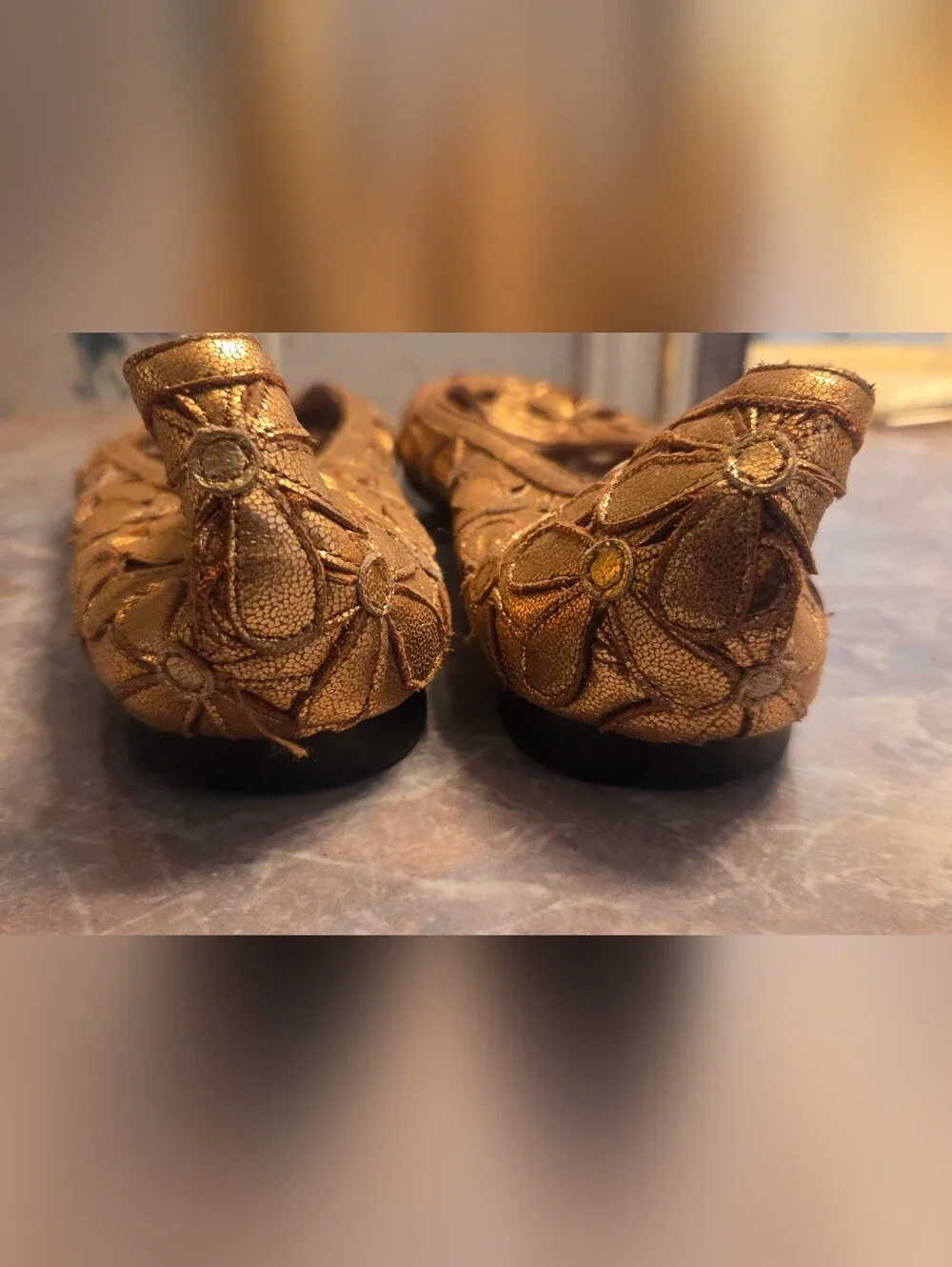 Michael Kors Gold Floral Cutout Ballet Flats